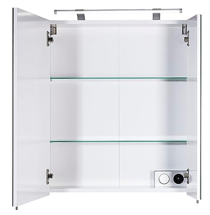 Schildmeyer 125095 Badezimmer Spiegelschrank – weiss glanz 60x75 cm