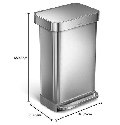 simplehuman CW2024 Rechteck Treteimer 45L gebürsteter Stahl