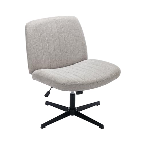 COLAMY Breiter Bürostuhl Armlos Hellgrau. Ergonomischer, armloser Drehstuhl für komfortables Arbeiten am Schreibtisch.