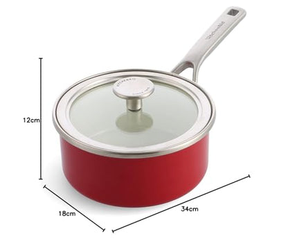 KitchenAid Steel Core Enamel Stielkasserolle 16cm Empire Rot
