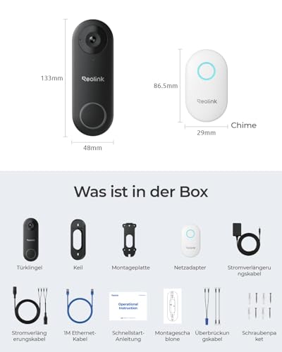 Reolink Video-Türklingel kabelgebunden – WLAN mit Chime 5MP