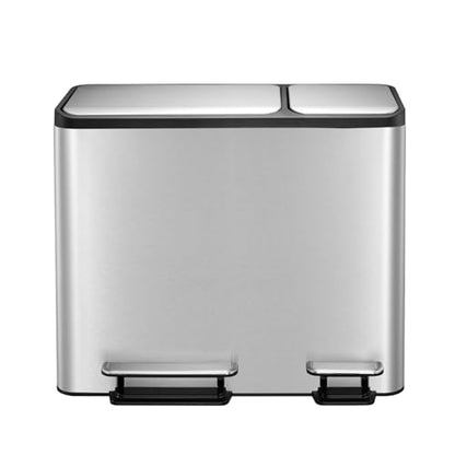 EKO Ecocasa Tretmülleimer 3x15L, 3 Fächer, Edelstahl Matt