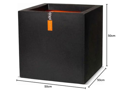 Capi Europe Smooth NL Blumentopf quadratisch 50x50 Schwarz