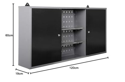 Ondis24 Kurt Werkstatt Hängeschrank abschliessbar - Grau Schwarz 120 cm