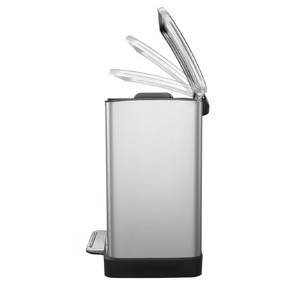 EKO E-Cube Tretmülleimer Küche Edelstahl 20L Matt Silber