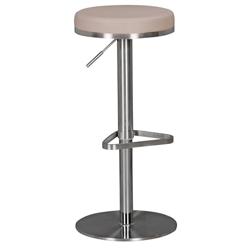 FineBuy Barhocker höhenverstellbar – Edelstahl & Gepolstert. Gepolsterter Sitz auf Edelstahlsäule. Ideal für Bartheken.