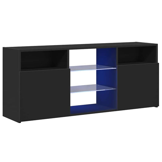 vidaXL TV Schrank LED Schwarz 120cm - Lowboard Fernsehschrank