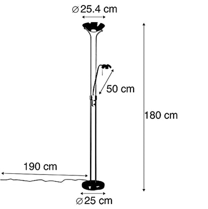 QAZQA Diva 2 Stehleuchte – Gold Dimmbar mit Leseleuchte