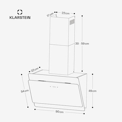 Klarstein Kopffrei Dunstabzugshaube 90 cm Schwarz – Abluft