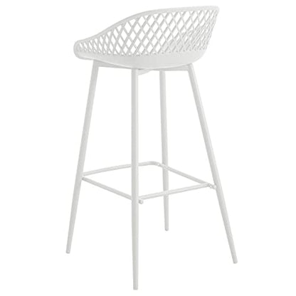 IREK Barhocker Kunststoff Retro-Design - Weiss, 2er-Pack