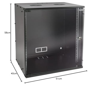 HMF 65712-02 Netzwerkschrank 19 Zoll - 12 HE 400mm Tiefe Schwarz