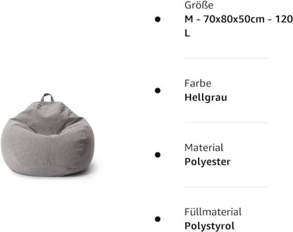 Lumaland Comfort Line Sitzsack | Bodenkissen 120L Hellgrau