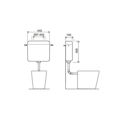 Belvit WC-Spülkasten Aufputz – 3-9L Bahama Beige