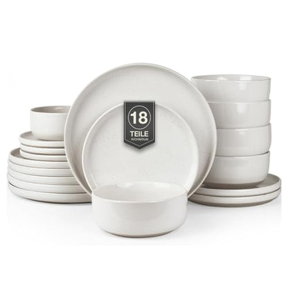 Richmount Milkyway Steingut Geschirrset 18-teilig – Weiss für 6: Weisses Steingut zum Servieren von Speisen für 6 Personen.