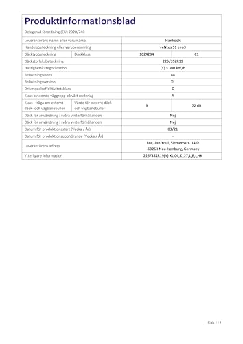 K127 Ventus S1 Evo3 Hochleistungs-Sommerreifen XL