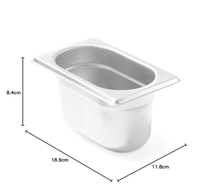 HENDI Gastronormbehälter GN 1/9 0.6L Edelstahl – 10er Pack
