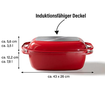 STONELINE Aluguss Bräter Induktion - 43x26 cm Rot, 8.4L