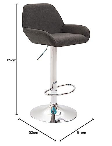 CLP Braga Barhocker, 2er Set, dunkelgrau Stoff, Chrom