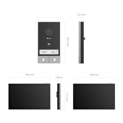 EZVIZ HP7 Video Türklingel Kit - 2K 2-Familien-Set mit Dual 7" Touch
