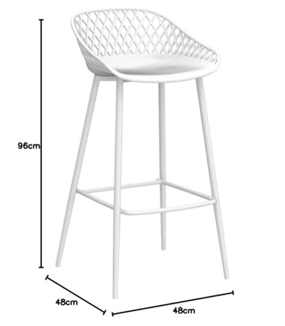 IREK Barhocker Kunststoff Retro-Design - Weiss, 2er-Pack