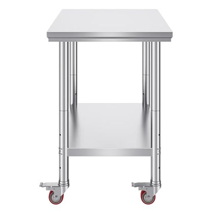 VEVOR Edelstahl Arbeitstisch Küche – 90x60x85cm mit Rollen