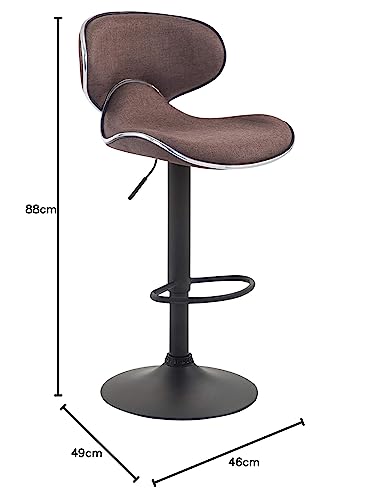 CLP Las Vegas V2 Barhocker 2er Set – Braun Stoff, Schwarz Gestell