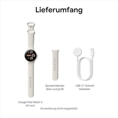 Google Pixel Watch 3 Android Smartwatch - 41mm LTE Silber poliert