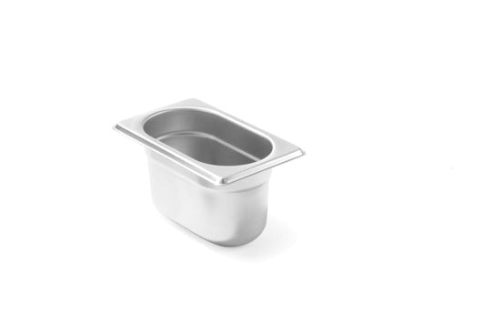 HENDI Gastronormbehälter GN 1/9 0.6L Edelstahl – 10er Pack. Edelstahlbehälter zur Speisenlagerung und -präsentation.