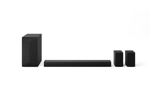LG S60TR Soundbar-System - 5.1 Kanäle 440W Schwarz. Langgestrecktes schwarzes System für räumliche TV-Audioausgabe.