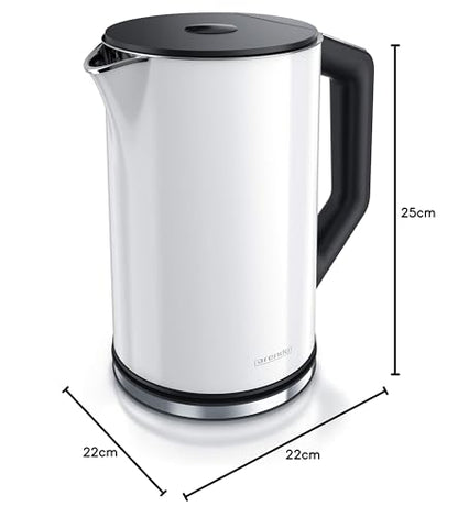 Arendo ELEGANT Wasserkocher - Edelstahl 1.5L Temperatur Weiss