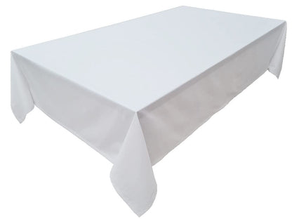Lemos Home Tischdecke Konzept aus 100% Baumwolle, 150x350 cm, Weiss – weisses Baumwollgewebe mit Saum und Briefecken