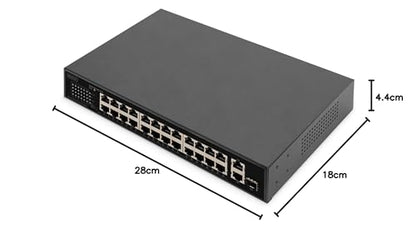 DIGITUS 26 Port Fast Ethernet PoE-Netzwerk-Switch - 19 Zoll