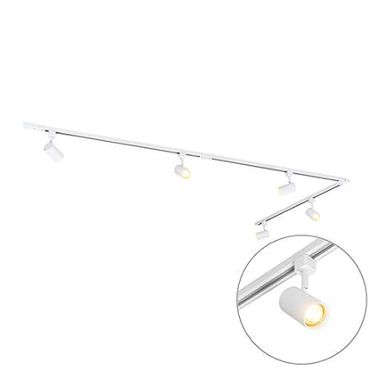 QAZQA Schienensystem Komplettset – weisser Deckenspot 5-flammig