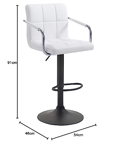 CLP Barhocker Lucy V2 Höhenverstellbar mit Armlehnen – Weiss/Schwarz