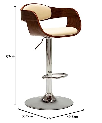 vidaXL 2X Bugholz Barstuhl höhenverstellbar Creme Kunstleder