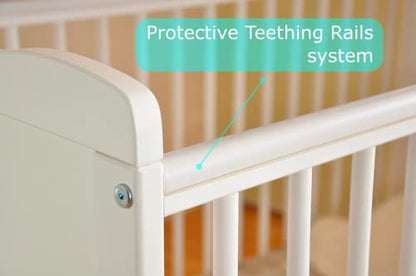 Marsell Baby Gitterbett Weiss – umbaubar, Matratze, höhenverstellbar