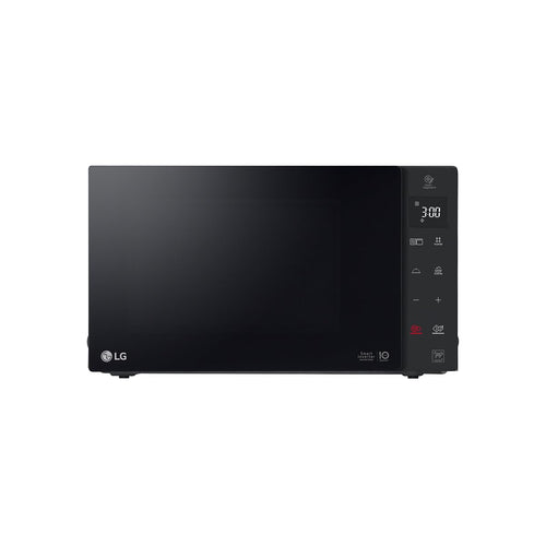 LG MH6535GDS Mikrowelle mit Grill Smart Inverter 25L – Schwarz. Eine schwarze Mikrowelle zum Garen und Grillen von Speisen.