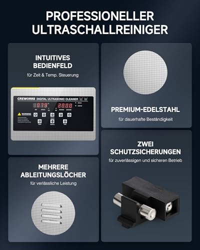 CREWORKS Ultraschallreiniger 3L – Heizung, Timer, Degas-Funktion
