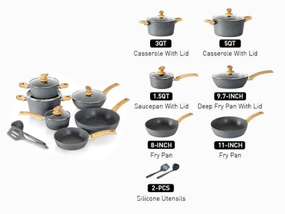 Kitchen Academy Topf- & Pfannenset 12tlg Antihaft Induktion – Grau