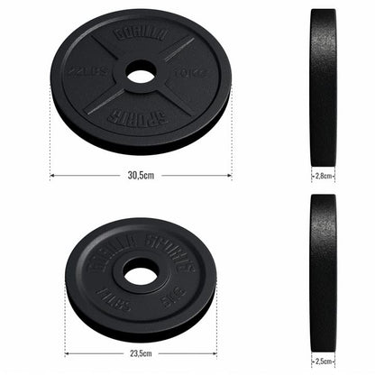GORILLA SPORTS Olympia Gewichtsscheiben Gusseisen 50mm Bohrung