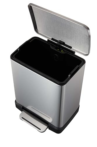 EKO E-Cube Tretmülleimer Küche Edelstahl 20L Matt Silber