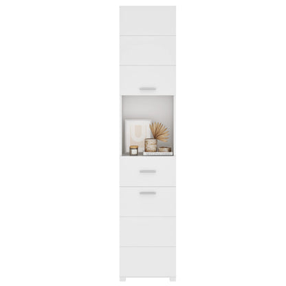 FOREHILL Hochschrank Bad schmal 180cm 2 Türen 1 Schublade – Weiss. Optimal zur platzsparenden Verstauung von Badutensilien.