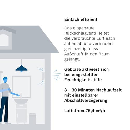 Bosch Leiser Badlüfter 1900 DH W100 – Sensor Timer 100mm