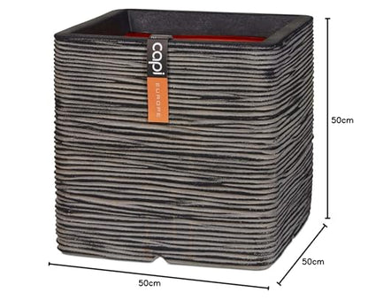 Capi Europe Rib NL Blumentopf quadratisch - 50x50 Anthrazit