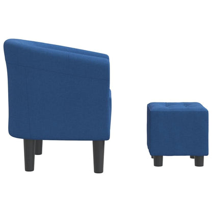vidaXL Clubsessel Polstersessel mit Fussocker, Blau Stoff