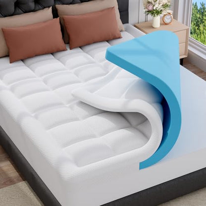 ABENE Gel Memory Schaum Topper 180x200cm H3 Bambusbezug, beige, für erhöhten Liegekomfort und Druckentlastung auf Matratzen.