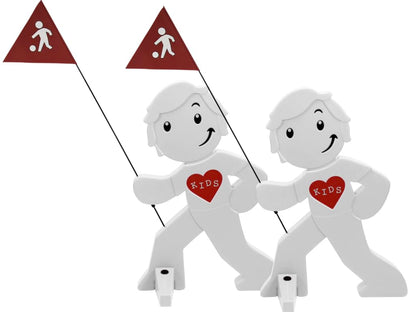 StreetBuddy Warnfigur Kindersicherheit – Achtung langsam Fahren (2er Weiss)