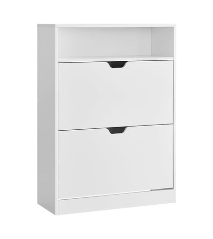 VASAGLE LBC048W01 Schuhschrank - 2 Klappen, wolkenweiss. Schrank mit 2 Kippschubladen zur platzsparenden Schuhaufbewahrung.