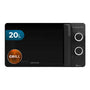 Cecotec Pro Clean 3130 Mikrowelle - Quarz Grill 20 L Schwarz. Rechteckiges schwarzes Gerät. Erhitzt Speisen per Mikrowelle und bräunt mit Quarzgrill.