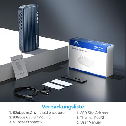 ACASIS TBU 501 PRO-EU 80Gbps M.2 NVMe SSD Gehäuse mit Lüfter
